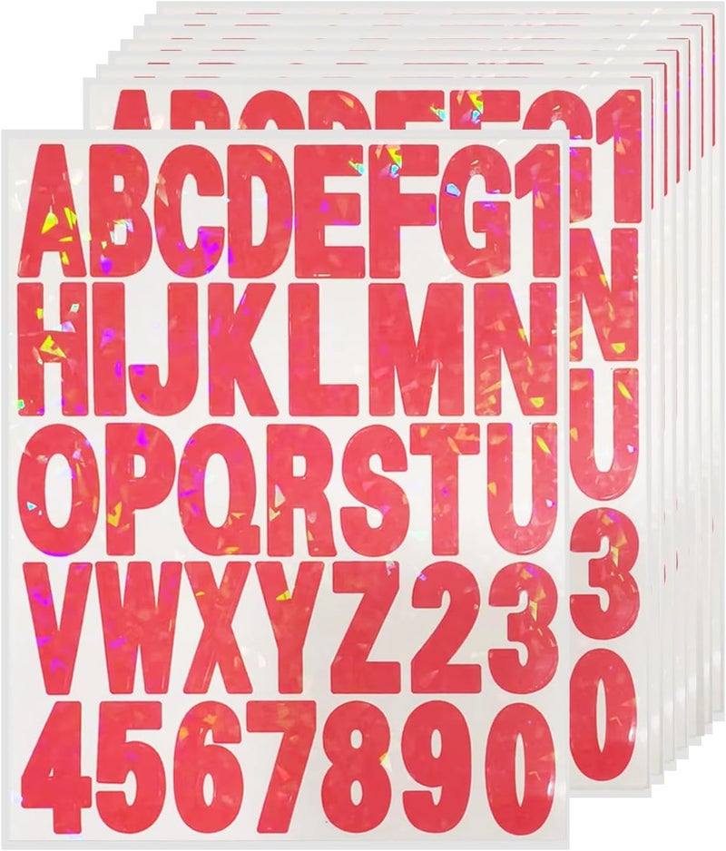 starboling Letter Stickers,2 inch 8 Sheets Red Alphabet Sticker,Self Adhesive Vinyl Letter Stickers Mailbox Numbers,for Arts Crafts Outdoor Sign Poster Mailbox Sign Doors Mailboxes Car Truck - Image 1